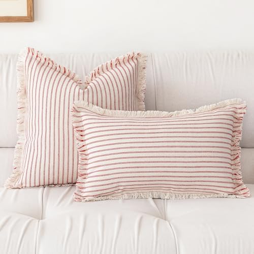 YEENAASY Throw Pillow Covers 12x20 Boho Striped Pillow Cases - Image 2