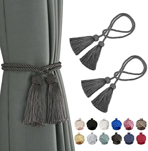 BEL AVENIR 2 Pack Handmade Rope Tassel Curtain Tiebacks by BELAVENIR