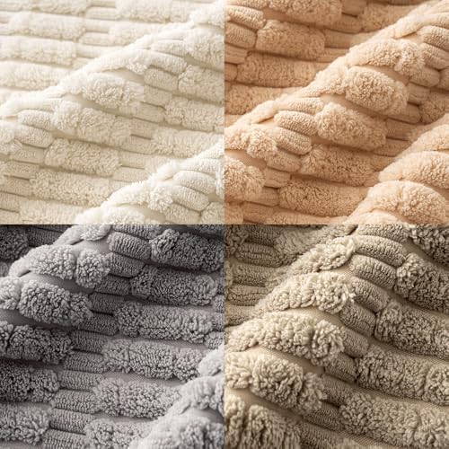 MIULEE Pack of 4 Corduroy Throw Pillow Covers 18x18 Inch Beige and Brown - Image 4