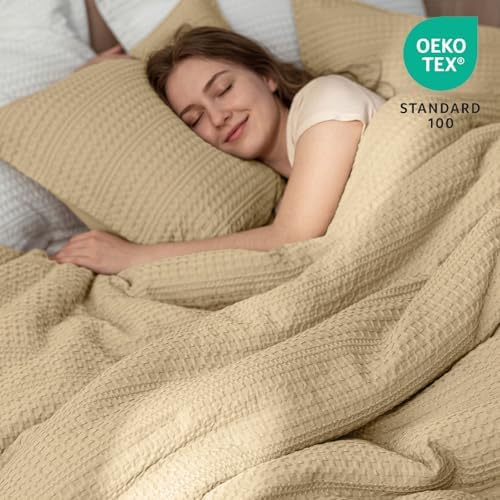 PHF Soft Waffle Comforter Set King Size- Comfy Breathable Waffle Weave Comforter - Image 2