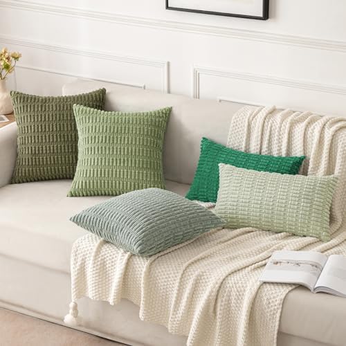 MIULEE Christmas Corduroy Decorative Pillow Covers 20x20 Green Pack of 2 - Image 2