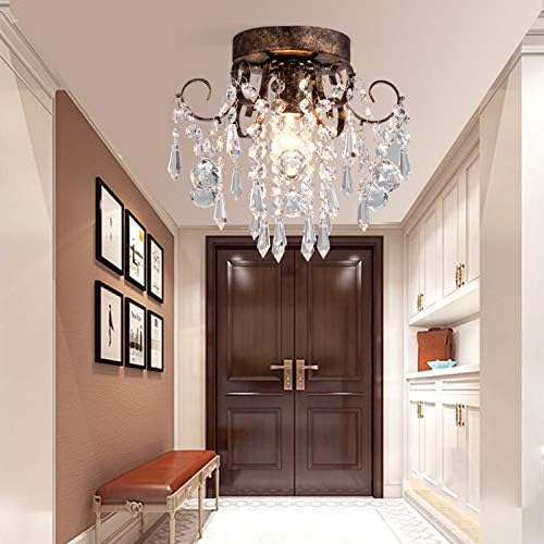 Q&S Small Crystal Ceiling Light Fixture Flush Mount, Bedroom Hallway Closet - Image 5