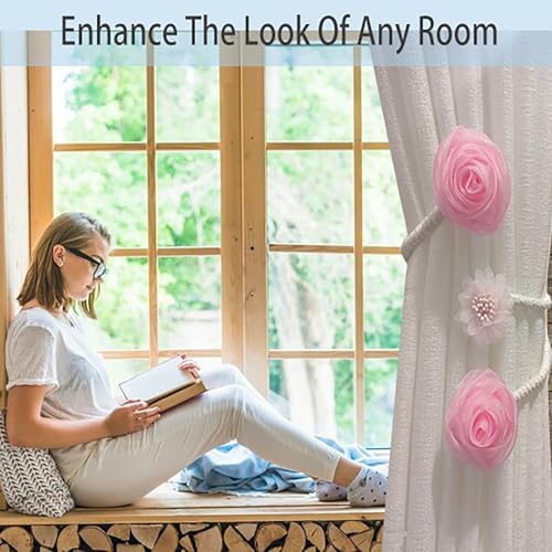 2 Pack of Curtain Tiebacks, Elegant Rose Flower Curtain Buckle, Handmade - Image 4