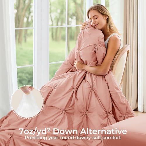 Sasttie Twin XL Comforter Set, 5-Piece Bed in a Bag, Pintuck Bedding Sets - Image 2