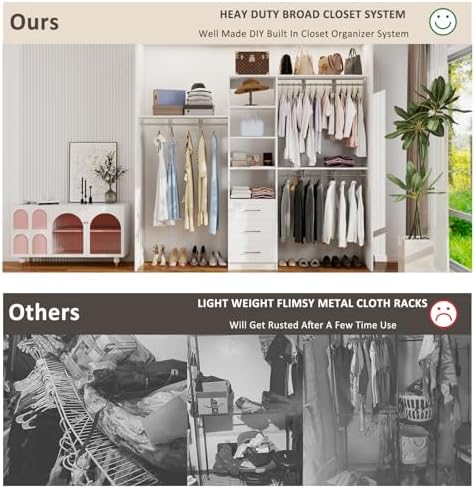 Closet System with Drawers, 5-8FT Closet Organizer Systems with Expandable - Image 6