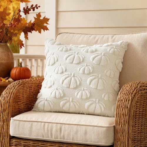 MIULEE Fall Decor Pillow Covers 18x18 Set of 2 Pumpkin Cream White - Image 5