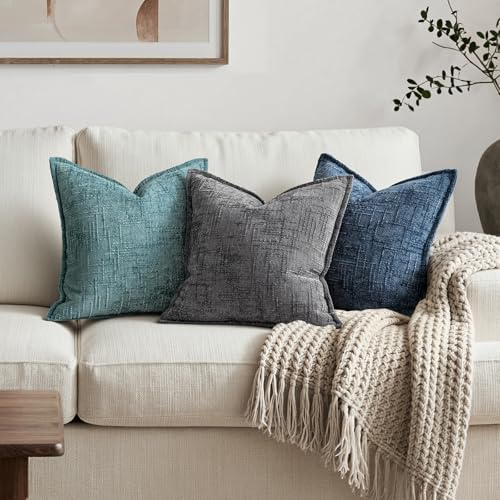 MIULEE Slubby Textured Decorative Throw Pillow Covers Dark Grey 18x18 - Image 4