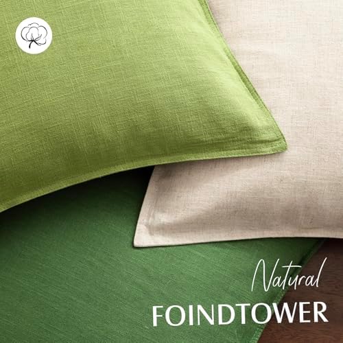 Foindtower Linen Solid Decorative Throw Pillow Covers 18x18 Forest Green - Image 4