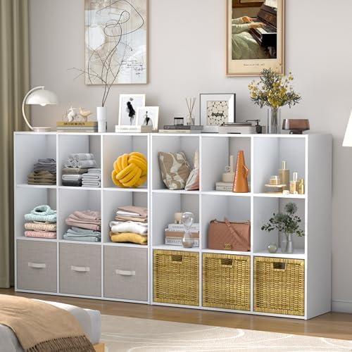 PrimeZone 9 Cube Storage Organizer, Stackable Wood Cubby Bookshelf - Image 2