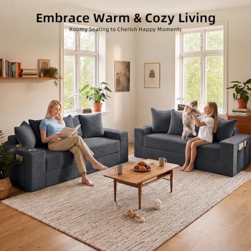 77" Convertible Futon Sofa Bed, Boneless Couch - Image 2