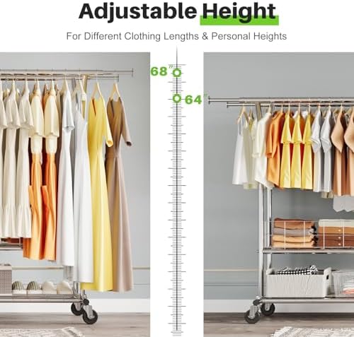 HOKEEPER Heavy Duty Clothes Rack Load 635 LBS Height Adjustable Double Rod - Image 6