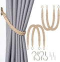 NICEEC 4 Pack Natural Cotton Rope Curtain Tiebacks Elegant Boho Style by NICEEC