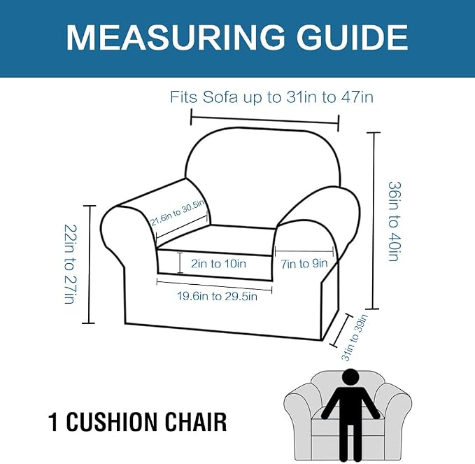 H.VERSAILTEX Stretch Chair Slipcovers 2 Pieces Armchair Cover Furniture - Image 2