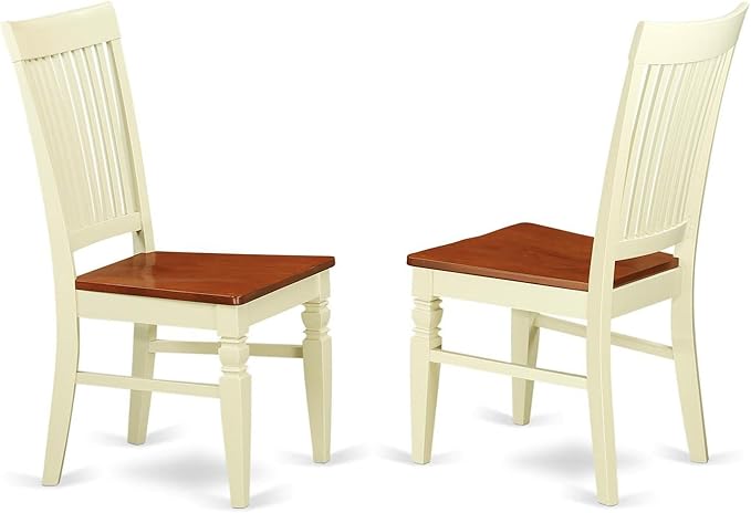 East West Furniture HLWE5-BMK-W 5 Piece Dining Room Table Set Includes a Round Kitchen Table with Pedestal and 4 Dining Chairs, 42x42 Inch, Buttermilk & Cherry