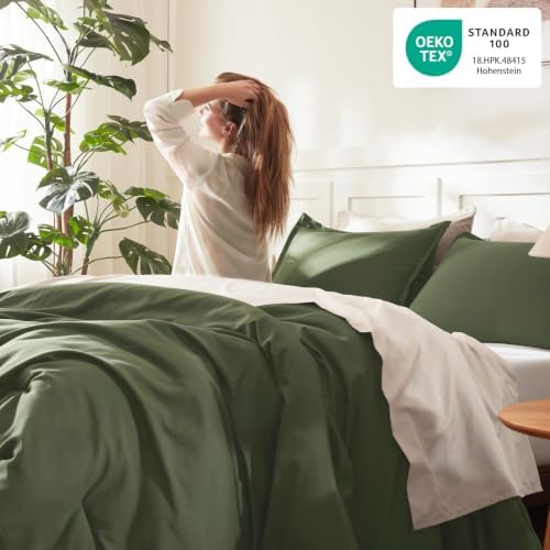 Litanika Olive California King Comforter Set, 3 Pieces Solid Bedding - Image 4