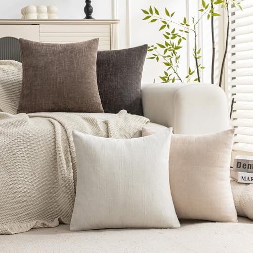 Set of 4 Soft Textured Decorative Throw Pillow Covers 16x16 Inch Cozy Farmhouse - Image 2