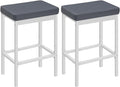 HOOBRO Bar Stools, 24.8-Inch Height Stools, Breakfast Bar Stools, Kitchen Bar Chairs, 2" Thick Upholstery, for Kitchen, Dining Room, Cafe, Bar Counter, White and Gray WG21BY01