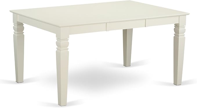 East West Furniture WEAD7-LWH-LC 7 Piece Dining Set Consist of a Rectangle Dining Room Table with Butterfly Leaf and 6 Faux Leather Upholstered Chairs, 42x60 Inch, Linen White