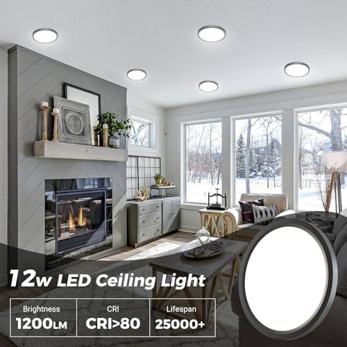 zemty 12Pack LED Flush Mount Ceiling Lights, 6.5 Inch 12W 1200lm Lighting - Image 2