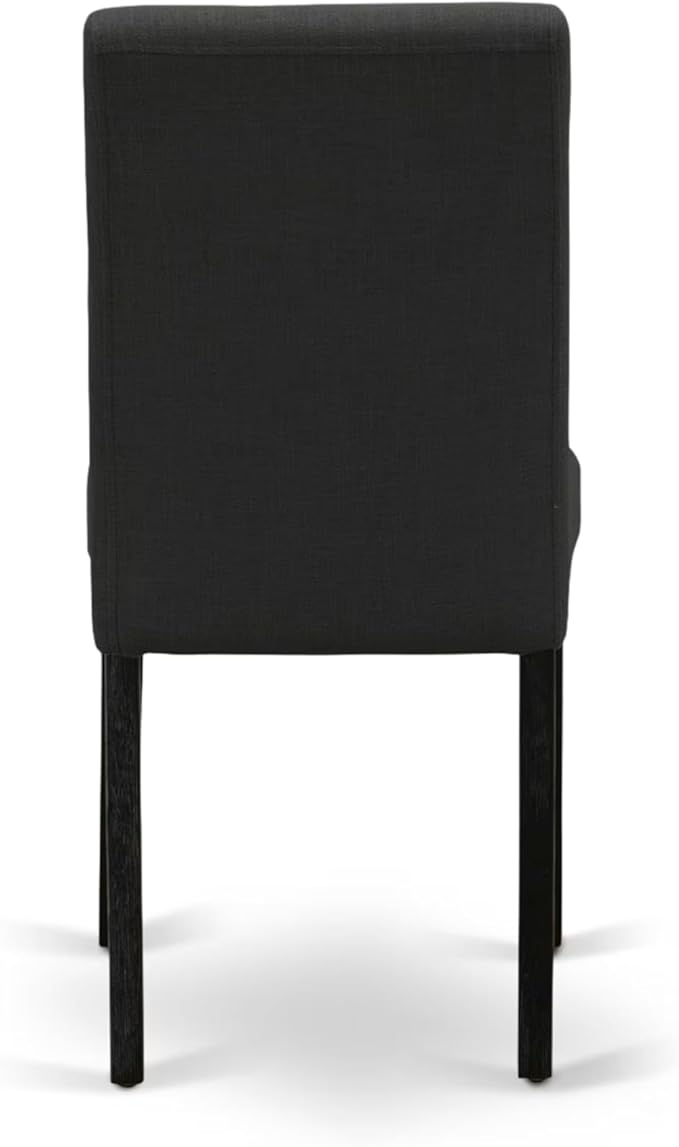 East West Furniture V627AB624-9 9 Piece Dining Table Set Includes a Rectangle Dining Room Table with V-Legs and 8 Black Color Linen Fabric Parsons Chairs, 40x72 Inch, Multi-Color