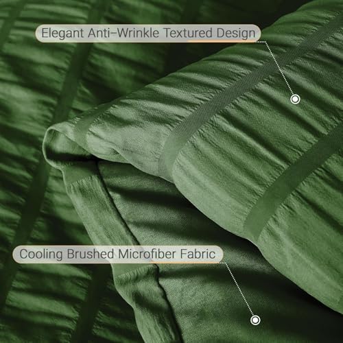 MUXHOMO Twin XL Comforter Set 5 Pieces, Seersucker Bed in a Bag, Dark Green - Image 6
