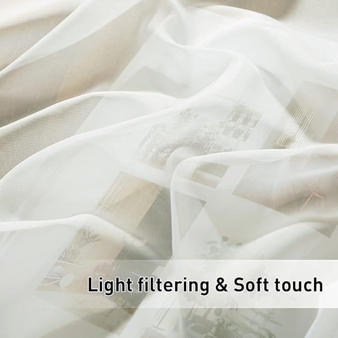 RYB HOME Detachable Sticky Tab Top Outdoor Curtain Sheer - Image 7