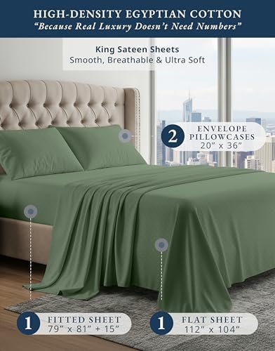 Lane Linen King Size Bed Sheets Sateen Weave - Image 2