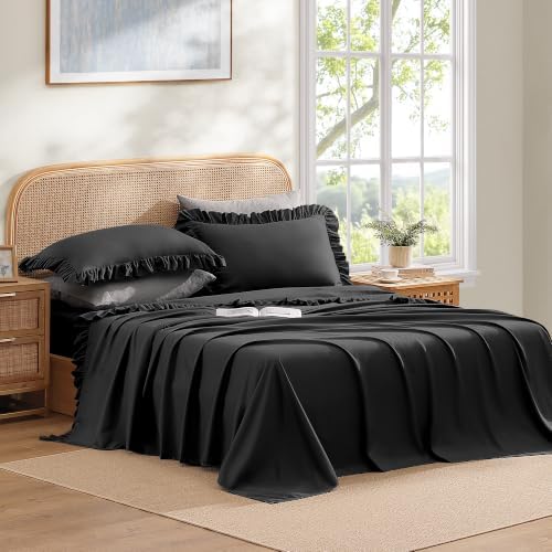 ROSE&RISY Black Queen Ruffled Sheet Set 4 Piece - Image 7