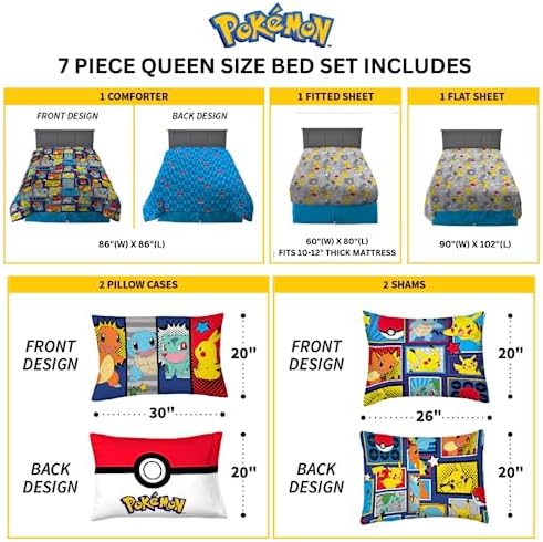 Pokémon Pikachu Queen Size Bedding Set – Kids Bedding Super Soft Cozy - Image 3