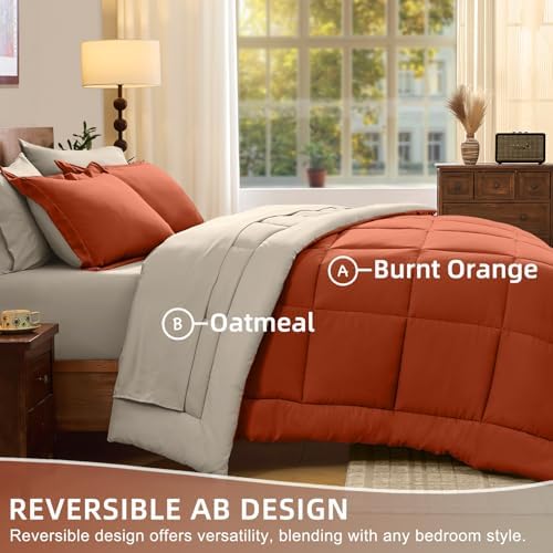 FUANNA Full Size Comforter Set 7 Pieces, Reversible Bed Set, Bed in a Bag - Image 4