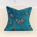 Alerfa 18 x 18 Inch Light Blue Square Maple Leaf Pillow Embroidery Cut Velvet by Alerfa