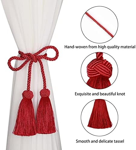 BEL AVENIR 6 Pack Handmade Rope Tassel Curtain Tiebacks - Image 3
