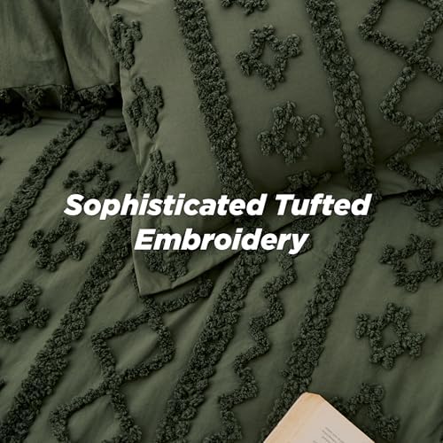 Bedsure Boho Comforter Set Twin, Bedroom Decor Bedding Set Olive Green - Image 5