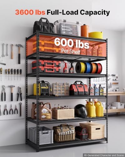 VEVOR Storage Shelves, 6-Tier 3600 lbs Garage Shelving 55 x 24 x 77 in - Image 4