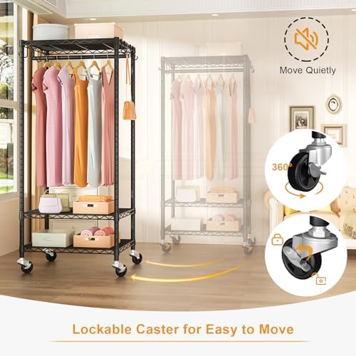 Rolling Clothes Rack, Clothing Racks - Image 3