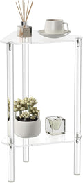 HMYHUM Clear Acrylic Triangle End Table, Corner Side Table for Small Spaces, Small Accent Table for Living Room, Bedroom and Balcony, Easy Assembly