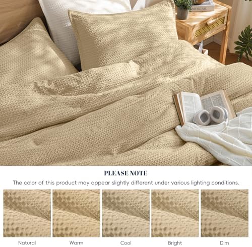 PHF Soft Waffle Comforter Set King Size- Comfy Breathable Waffle Weave Comforter - Image 6