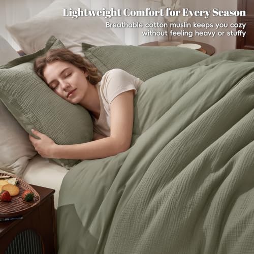 PHF Muslin Comforter Set Twin Size, Cotton Shell - Image 4