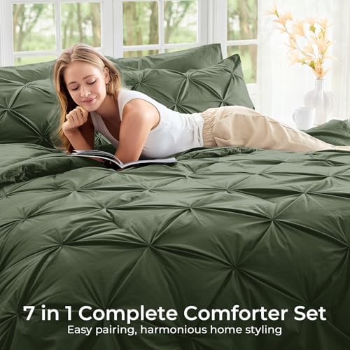 Sasttie Twin XL Comforter Set, 5-Piece Bed in a Bag, Pintuck Bedding Set - Image 6