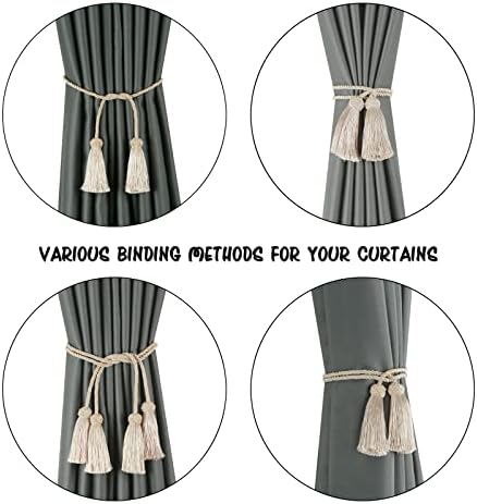 BEL AVENIR 2 Pack Handmade Rope Tassel Curtain Tiebacks - Image 4