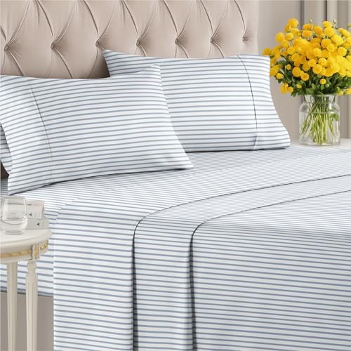 Queen 4 Piece Striped Sheet Set - Image 2