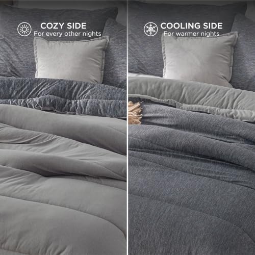 Bedsure Queen Comforter Set, All-Season & Cooling Bedding, Dark Grey - Image 4