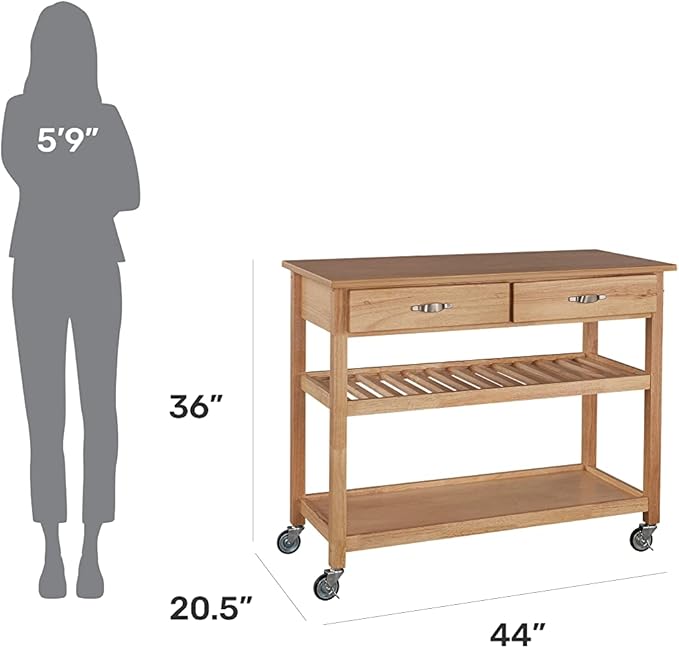 Homestyles General Line Natural Mobile Kitchen Cart