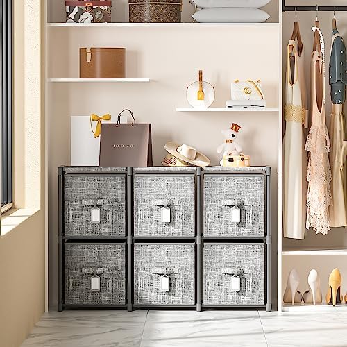 Cube Storage Organizer Shelf + 6 Bins + Labels - Image 2