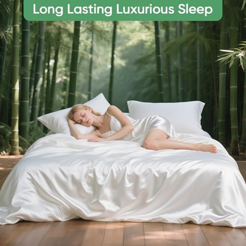 100% Bamboo Viscose & Lyocell Tencel Sheets Set Queen Size，Cooling & Silky Soft - Image 3