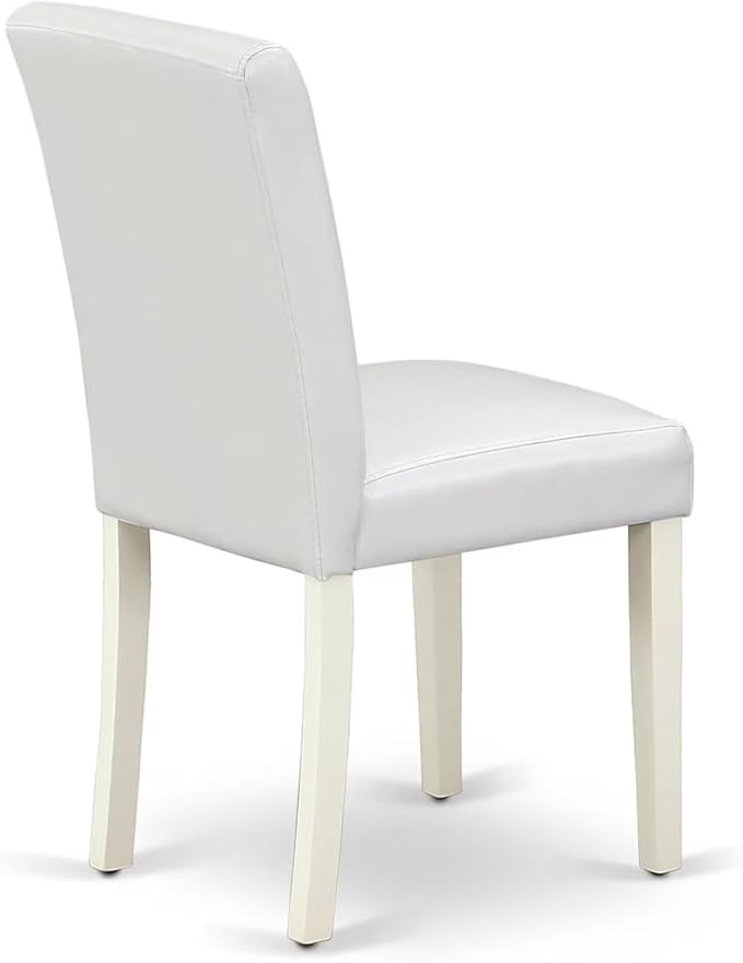 East West Furniture CAAB7-LWH-64 7 Piece Kitchen Table & Chairs Set Consist of a Rectangle Dining Room Table and 6 White Faux Leather Parsons Dining Chairs, 36x60 Inch, Linen White