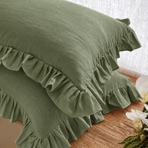 Shabby Chic Olive Green Body Pillow Cover - Image 5