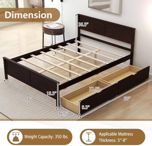 KOMFOTT Full Size Wood Bed Frame - Image 2