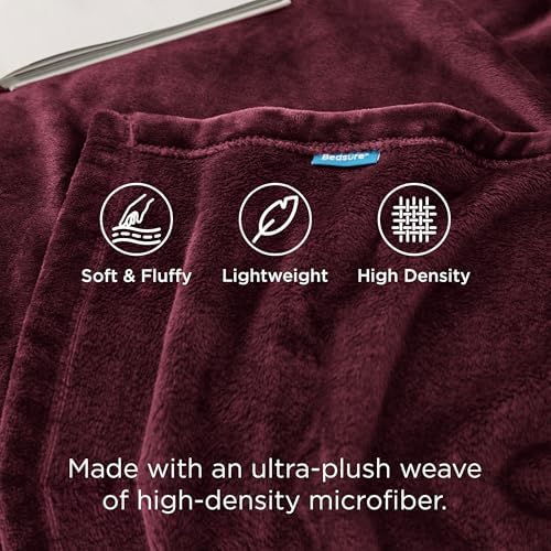 Bedsure GentleSoft Burgundy Red Fleece Blanket King Size - Image 3