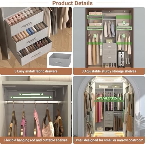 Besiost 4FT Small Closet System - Image 4
